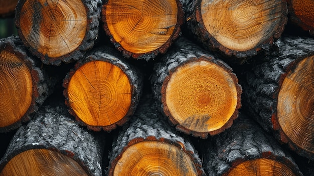 Perspectiva fotorrealista de los troncos de madera