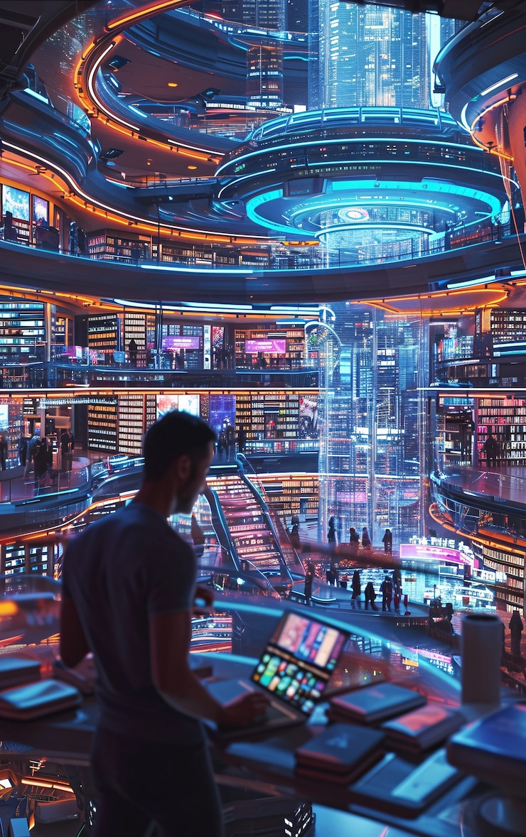 Foto gratuito perspectiva futurista del estilo de vida de los nómadas digitales.