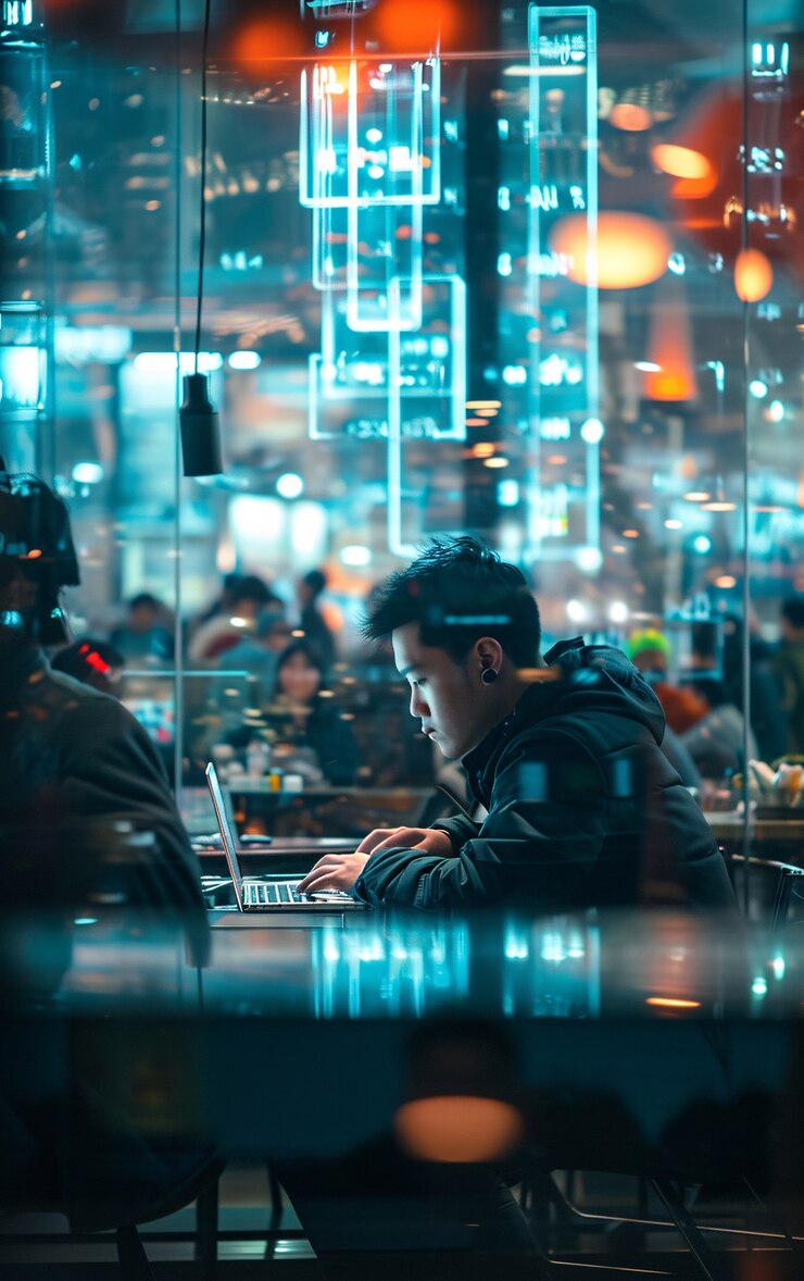 Photo Gratis perspektif futurisme tentang gaya hidup nomaden digital