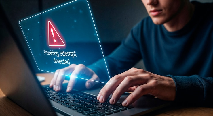 Foto gratuito phishing attempt detected on a laptop