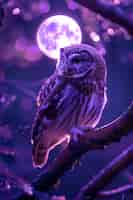 Foto gratuita photorealistic owl during the night time