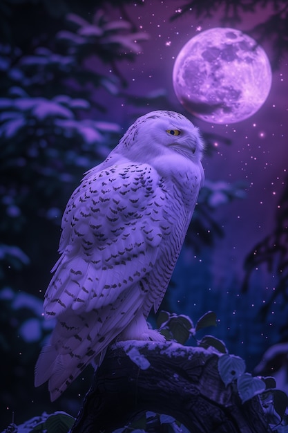 Foto gratuita photorealistic owl during the night time