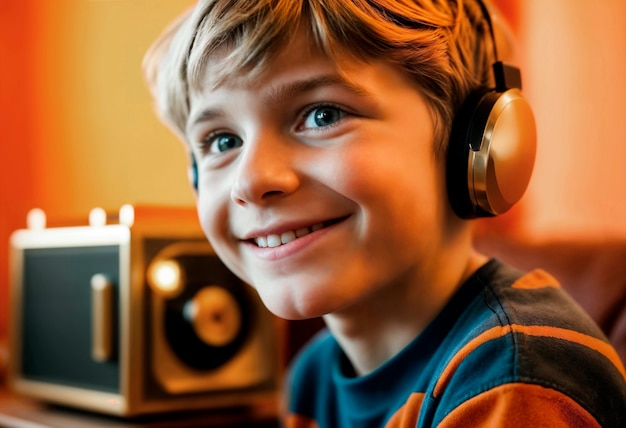 Foto gratuita photorealistic portrait of person listening to the radio in celebration of world radio day