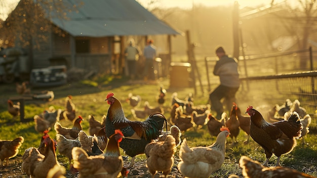 Foto gratuita photorealistic scene of a poultry farm with chickens