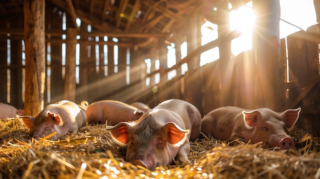 Foto gratuita photorealistic scene with pigs raised in a farm environment