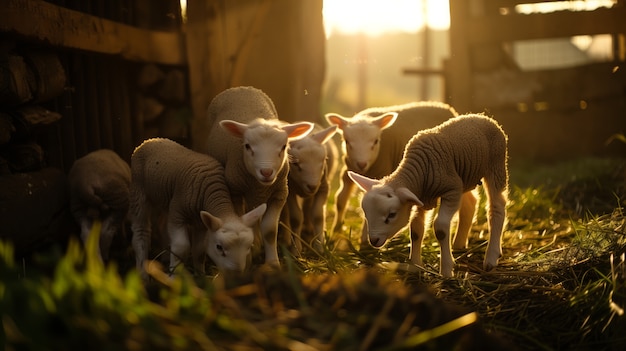 Foto gratuita photorealistic sheep farm