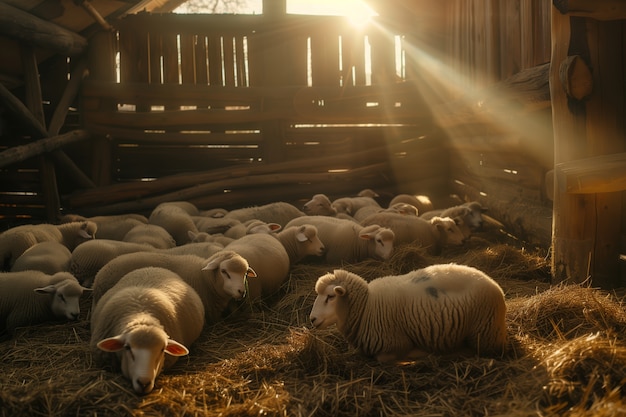 Foto gratuita photorealistic sheep farm