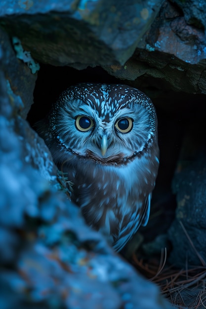 Foto gratuita photorealistic view of owl bird at night