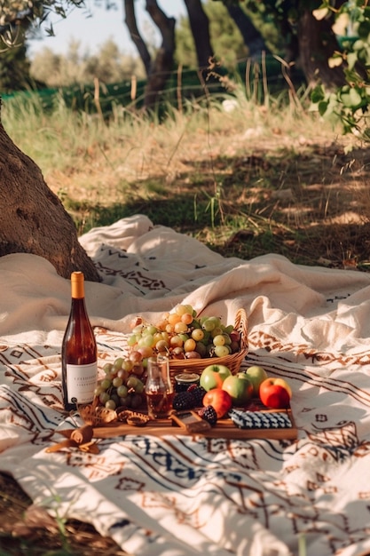 Foto gratuita un picnic de ensueño, una naturaleza muerta.