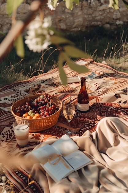 Foto gratuita un picnic de ensueño, una naturaleza muerta.