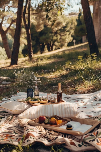 Foto gratuita un picnic de ensueño, una naturaleza muerta.