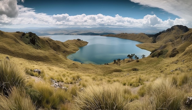 Pico de montaña horizonte tranquilo escena idílico verano generado por AI