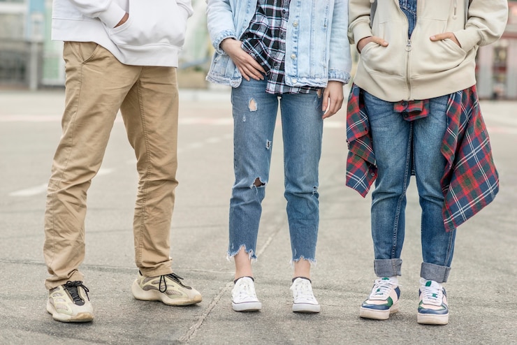 Foto gratuito piernas de amigos de primer plano