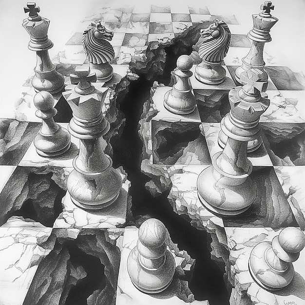 Foto gratuita piezas de ajedrez abstractas de estilo arte digital