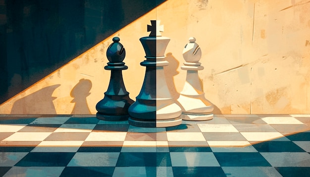 Foto gratuita piezas de ajedrez abstractas en estilo de arte digital