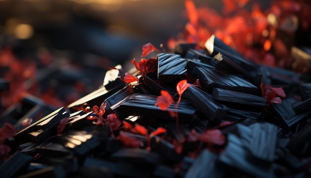 Foto gratuita pila de brasas brillantes quemando carbón ardiente infierno barbacoa de verano generada por inteligencia artificial