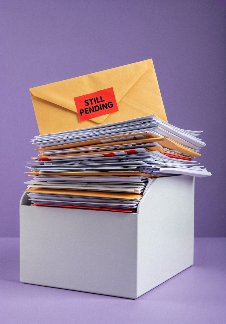 Foto gratuito una pila de correo sin terminar