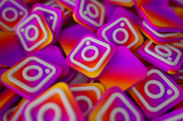 Foto gratuita pila de instagram 3d logos