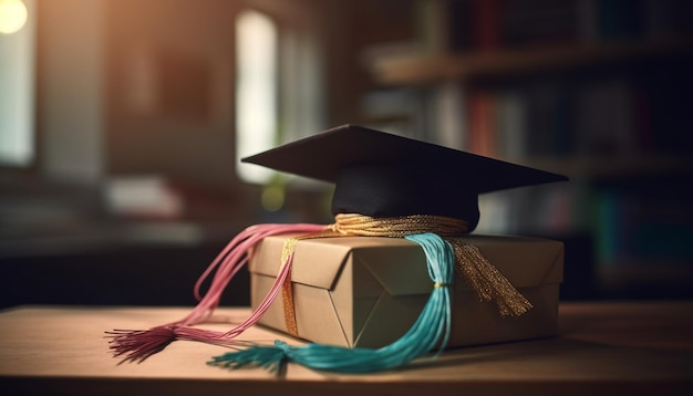 Foto gratuita pila de libros y diploma en la mesa generados por ia