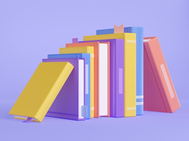 Pila de libros Ilustración 3D aislada en el fondo