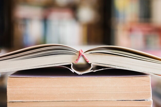 Pila de libros en una librería