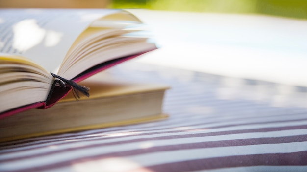 Pila de libros puestos en cama de plumas