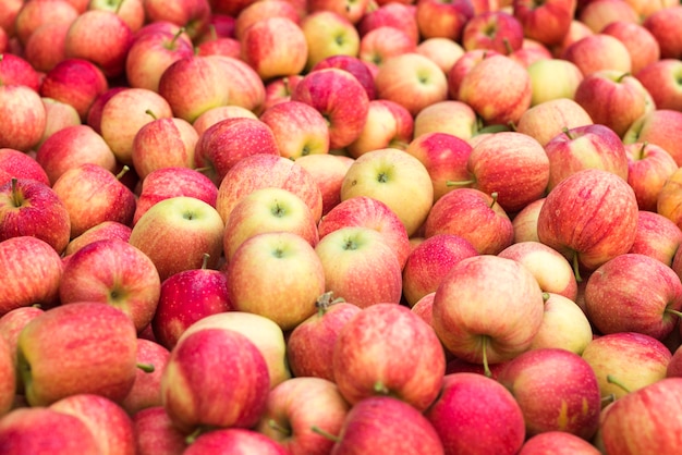 Pila de manzana roja fresca