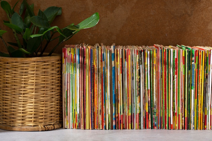 Foto gratuito pila de viejas tiras de libros que vienen