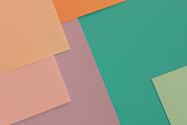 Pila de vista superior de capas de papel de colores
