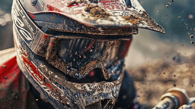 Foto gratuito piloto de motocicleta de tierra que participa en carreras y circuitos para la emoción de la aventura con motocicleta