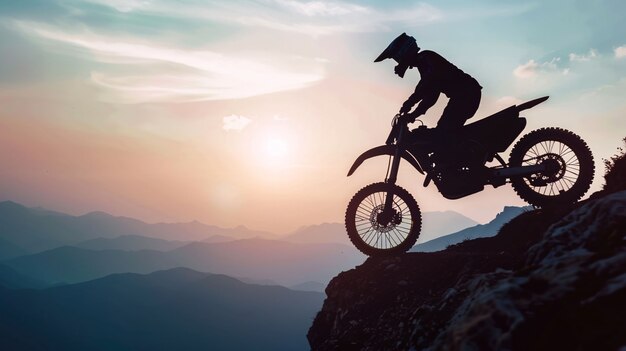 Piloto de motocicleta de tierra que participa en carreras y circuitos para la emoción de la aventura con motocicleta