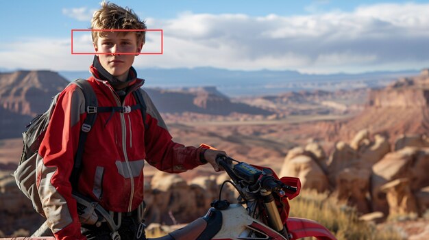 Foto gratuita piloto de motocicleta de tierra que participa en carreras y circuitos para la emoción de la aventura con motocicleta