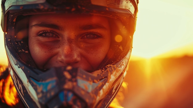 Piloto de motocicleta de tierra que participa en carreras y circuitos para la emoción de la aventura con motocicleta