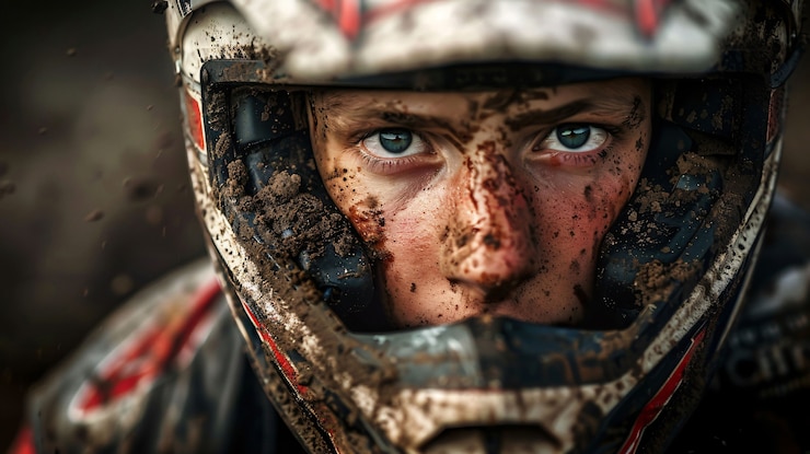 Foto gratuito piloto de motocicleta de tierra que participa en carreras y circuitos para la emoción de la aventura con motocicleta