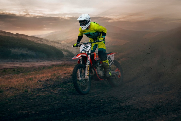 Foto gratuito piloto de motocross en acción deporte de motocross deporte de moto