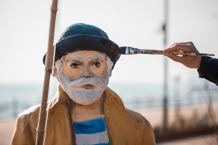 Foto gratuito pintando el monumento de un viejo gyojin.
