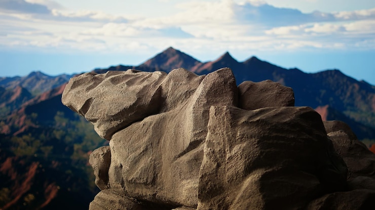 Foto gratuito pintoresca cumbre de la montaña con un primer plano rocoso que muestra la belleza cruda