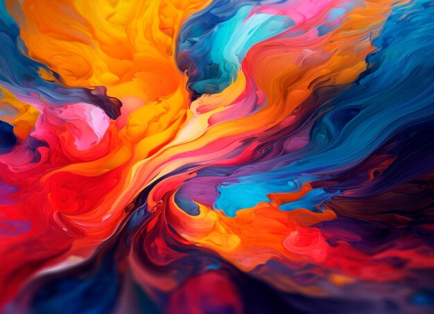 Pintura abstracta de salpicaduras de fondo en colores naranja y azul