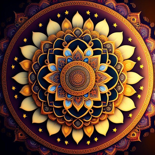 Una pintura colorida de una flor con la palabra lotus en ella.