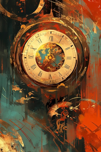 Foto gratuita pintura digital de un viejo reloj