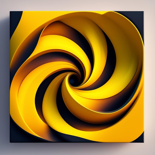 Foto gratuita una pintura de un diseño en espiral con un fondo amarillo.