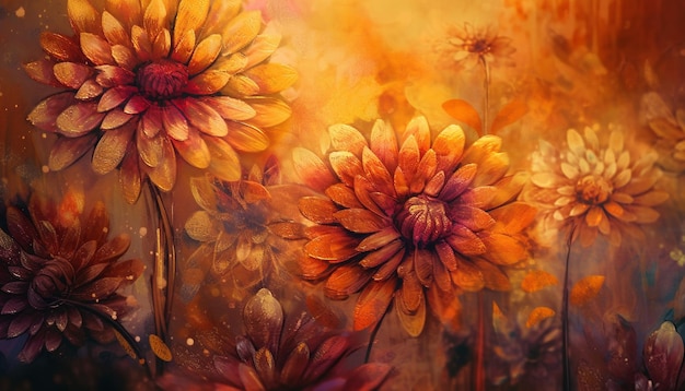 Foto gratuita una pintura de una flor con un fondo amarillo.