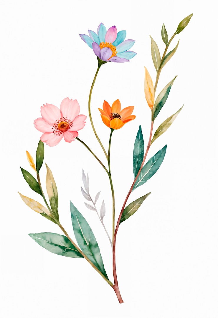 Foto gratuito una pintura de flores y hojas del jardín.