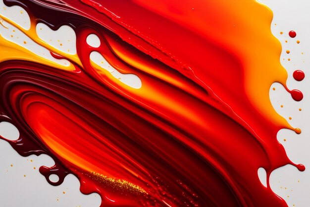 Una pintura líquida roja y naranja con la palabra rojo.