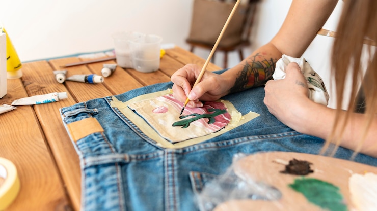 Foto gratuito pintura a mano de primer plano con pincel