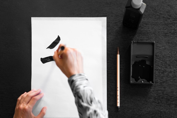 Foto gratuito pintura a mano de primer plano