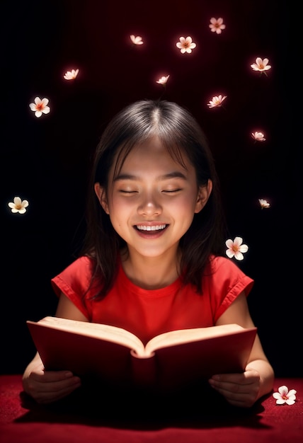 Foto gratuita pintura de un niño leyendo un retrato