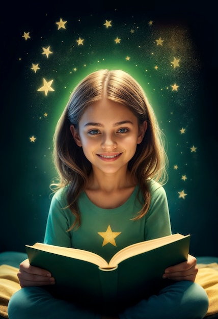 Foto gratuita pintura de un niño leyendo un retrato