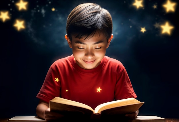 Foto gratuita pintura de un niño leyendo un retrato