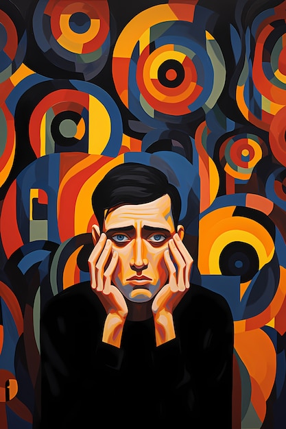 Foto gratuita pintura de persona que sufre de ansiedad.